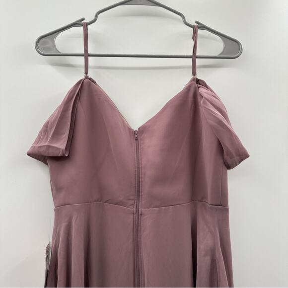 Birdy Grey Devin Convertible Chiffon Maxi Bridesmaid Dress Dark Mauve Sz M NEW - Picture 7 of 11